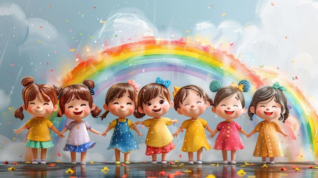写真 子供のための漫画 イラスト 虹の背景の壁紙