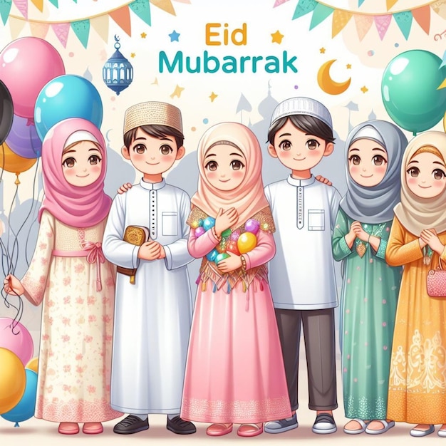 kids celebrating eid alfitr