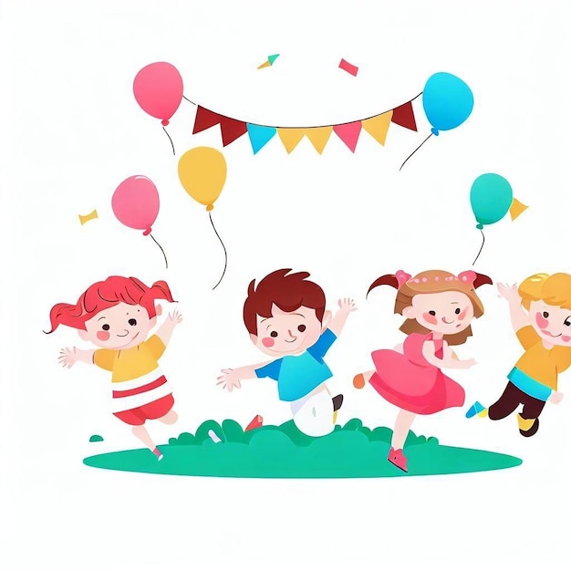 Kids Celebrating In A Mega Party