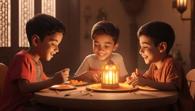 Photo kids celebrating ramadan