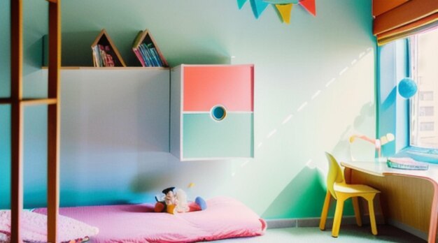 Foto bambini colorano la stanza felice