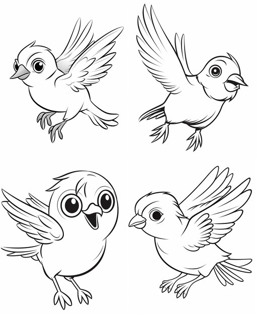 Premium Photo | Kids coloring book bird hand drawn kawaii christmas