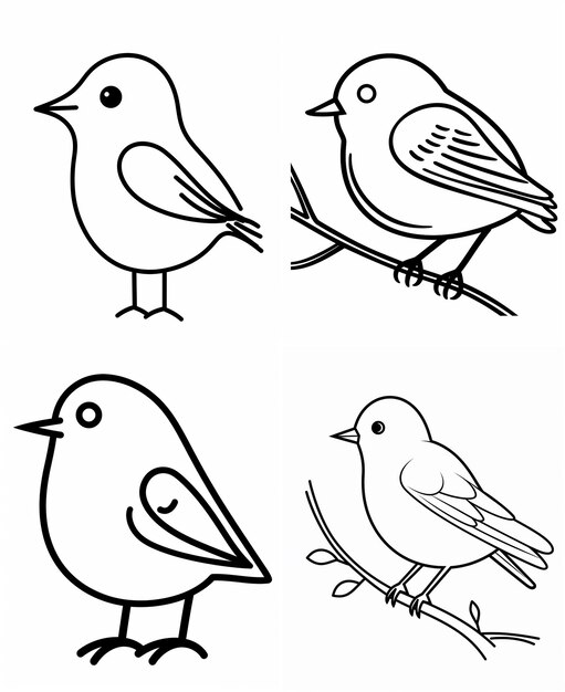 Premium Photo | Kids coloring book bird hand drawn kawaii christmas