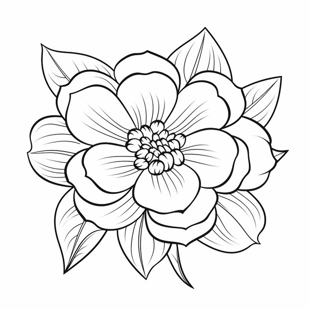 kids coloring book page featuring simple flower heavy