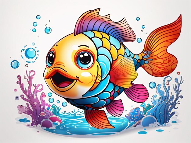 Kids Coloring Page Cute Fish