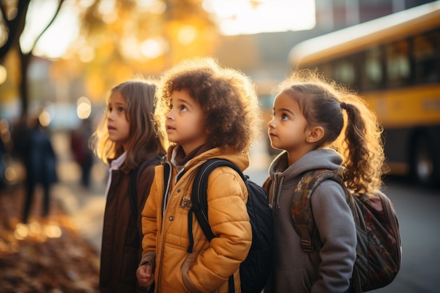 kids coming out of school bus