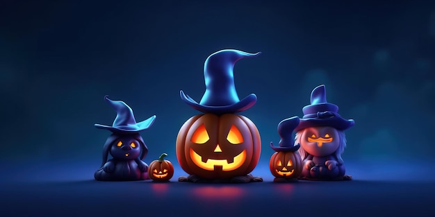 Kids concept van ultra realistische vector schattig happy Halloween wenskaart met volle maan aan de hemel