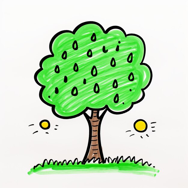 Photo kids drawn tree illustration