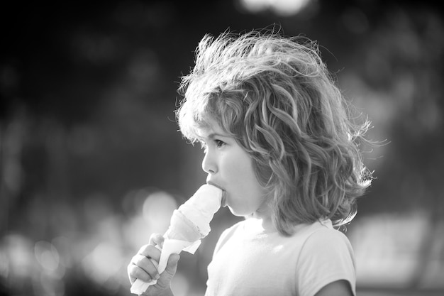 Kids eating ice cream portrait cute child