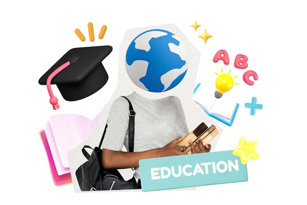 Kids education png word element 3d remix transparent background