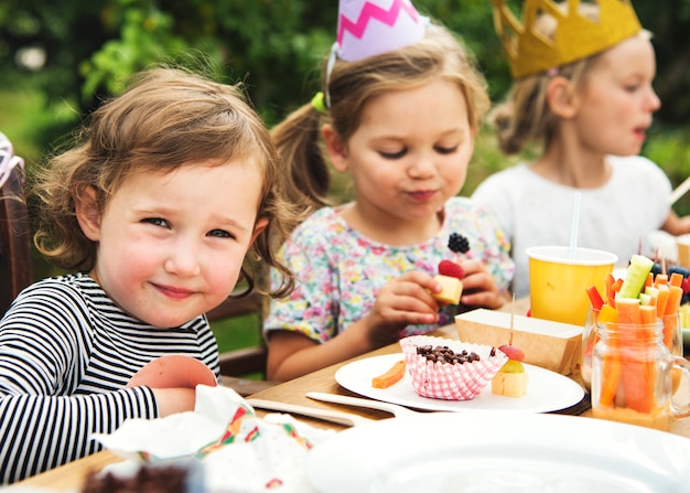 kids enjoying party in the garden