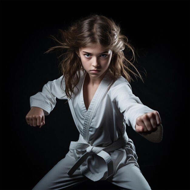 Photo kids female martial art traning