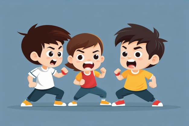 kids fight illustration