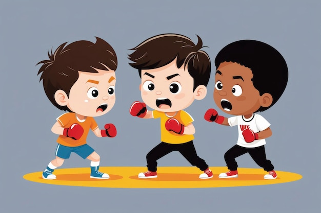 kids fight illustration