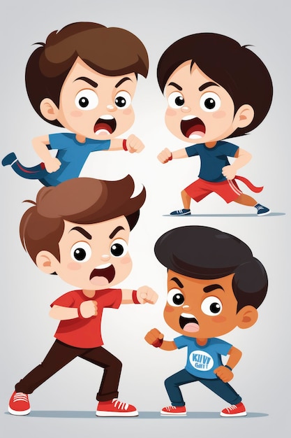 kids fight illustration