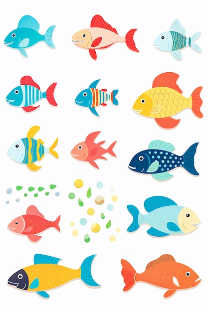 Photo kids fish sticker card