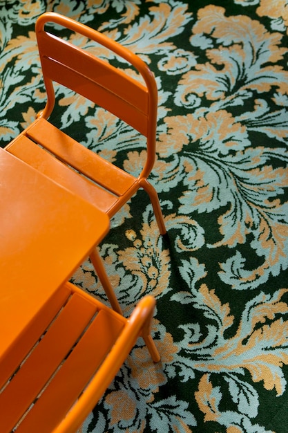 Kids furniture on a patterns carpet