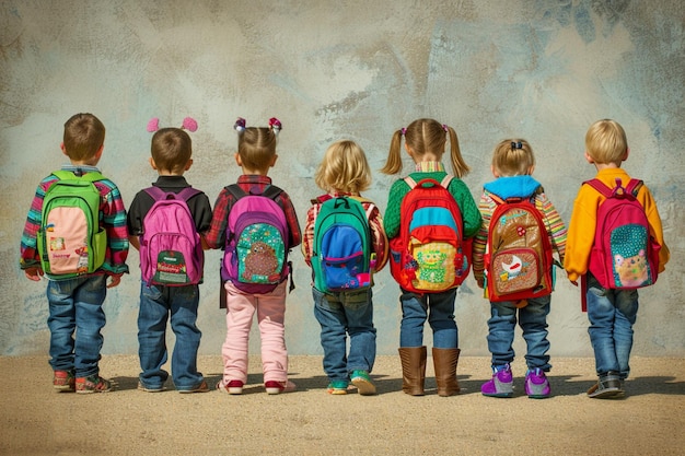 Foto i bambini tornano a scuola insieme.