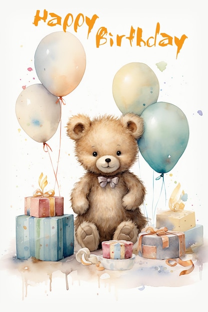 Kids happy birthday greeting card