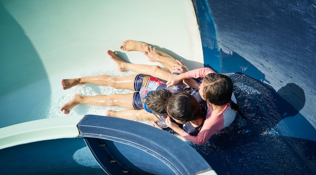 Kids have fun with waterslide