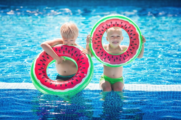 Kids having fun in the pool