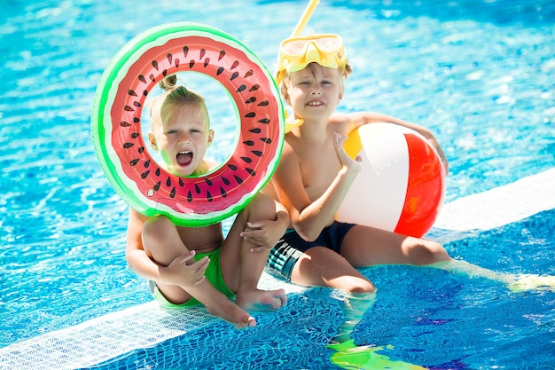 Kids having fun in the pool