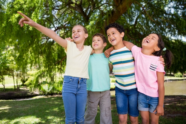 Kids having fun together in park