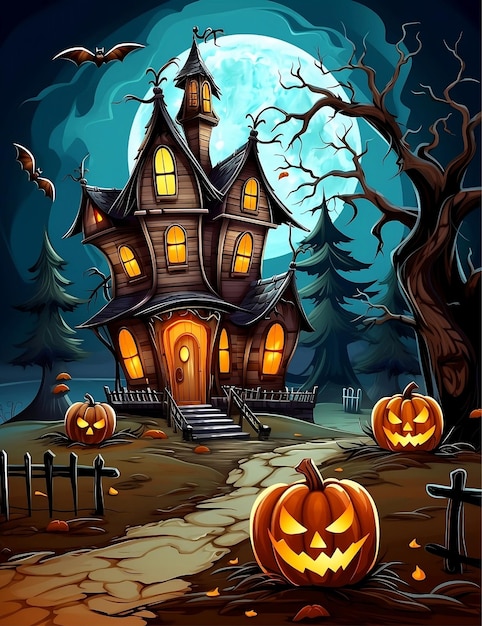 Kids_illustration_spooky_halloween_scene_with_ghos