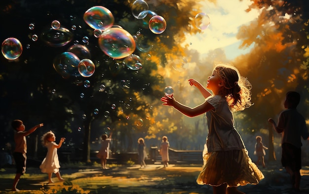 Foto bambini che ridono bubbles bliss