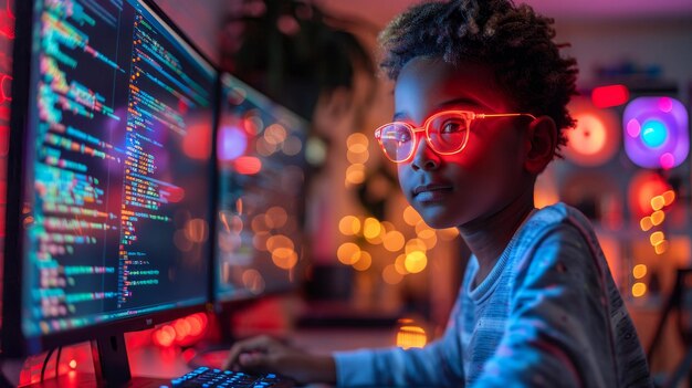 Premium Photo | Kids learn computer games technology robotics ...