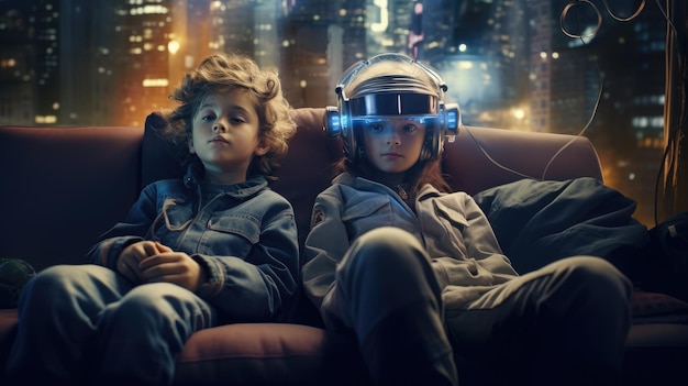 Kids living and chilling in the future