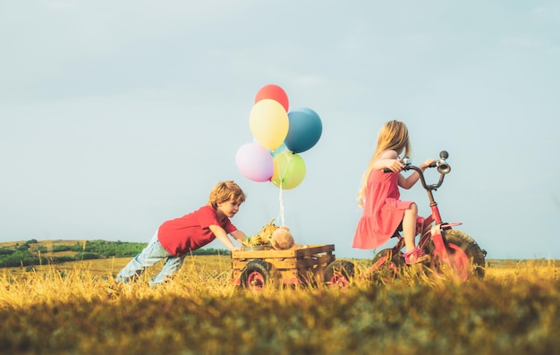 Kids Love. Joyful little couple having fun and celebrating Valentines Day. Valentines Greeting Card. Funny kids. Best Valentines Day Ideas.