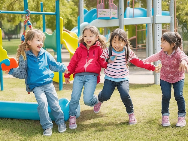 Kids at the playground ai image