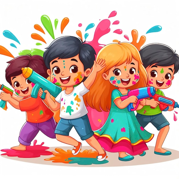 children playing holi