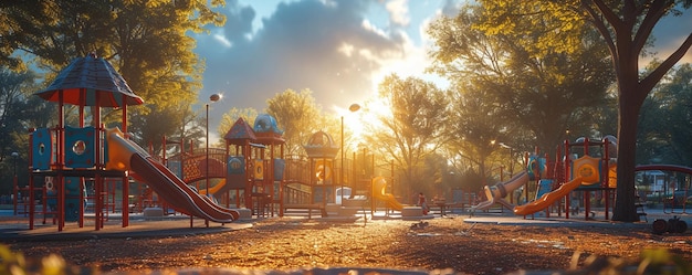 Photo kids playing in a playground making new wallpaper