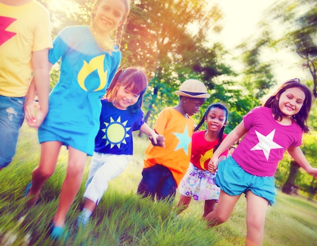 Kids playing together in the park 