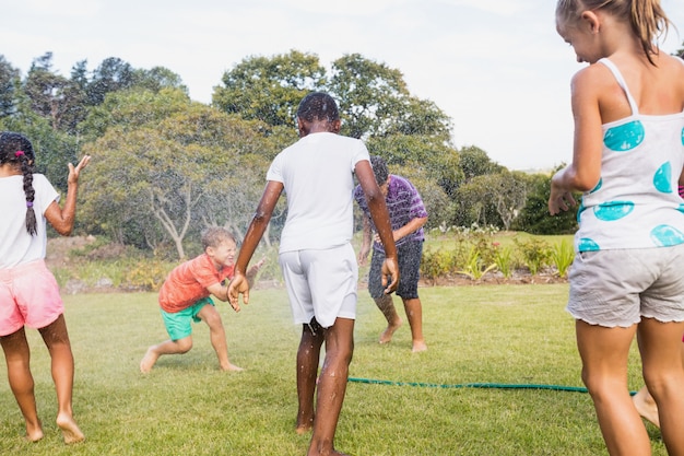 Kids playing together during a sunny day