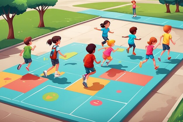 Photo kids playing together vector illustration isolated