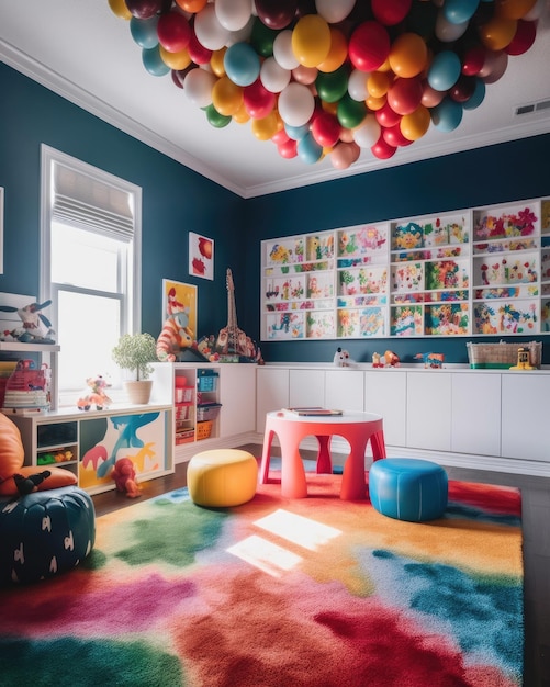 Photo the kids' playroom is colorful and positive generative ai