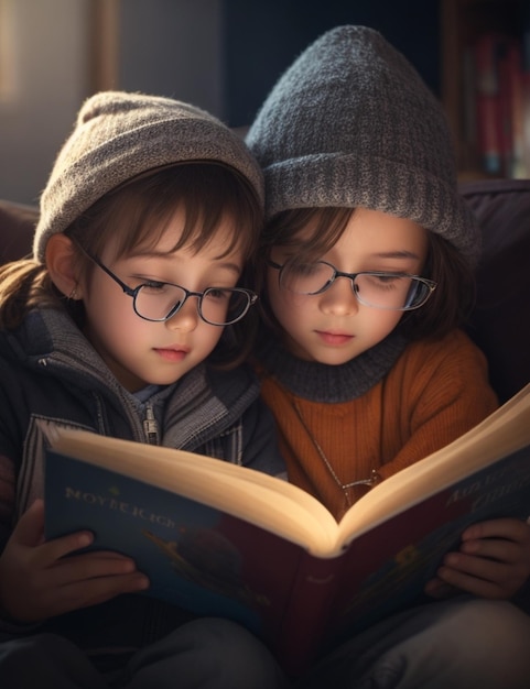 kids reading a book