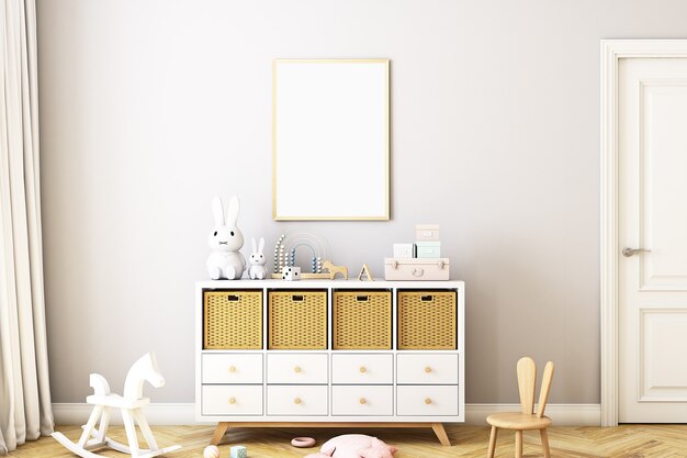 Kids room mockup A4 in style boho