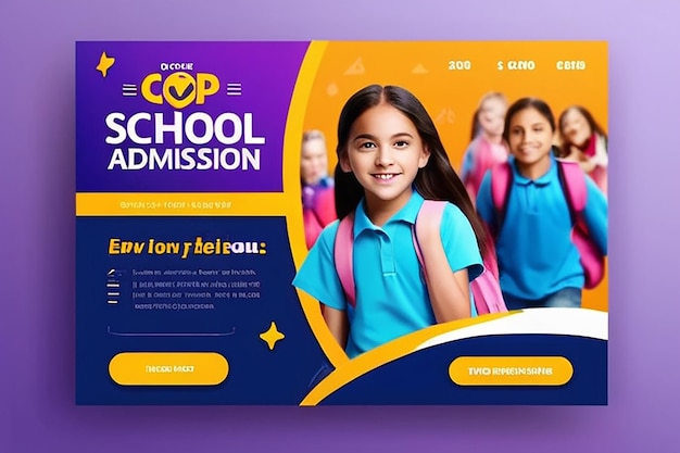 kids school admission custom video thumbnail and web banner template