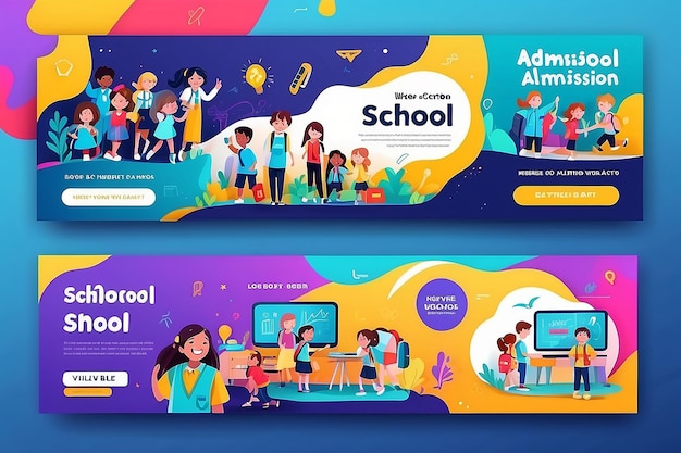 Photo kids school admission custom video thumbnail and web banner template