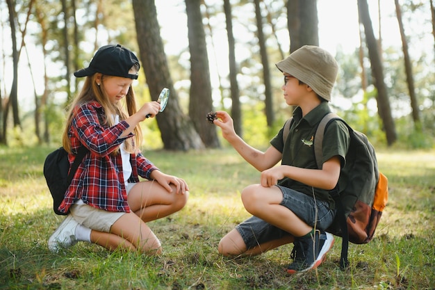 Kids scouts in the forest