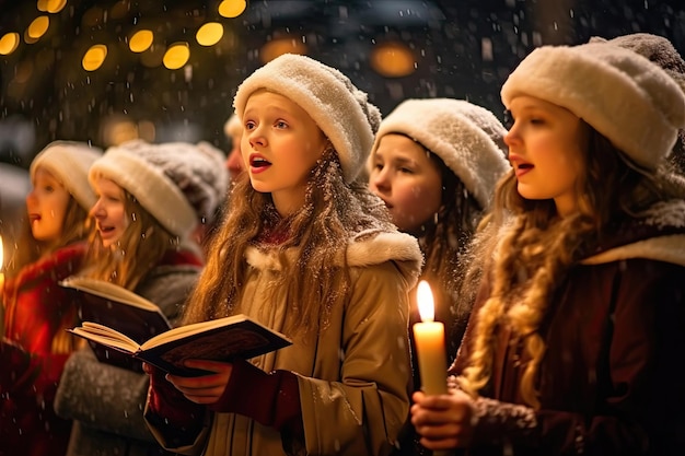 Photo kids singing christmas carols songs