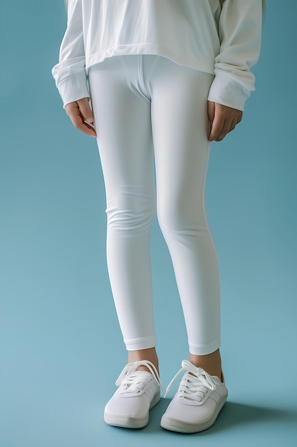 Kids Solid White Leggings Real Photo for Online Clothing