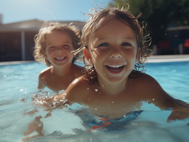 kids on swimming pool