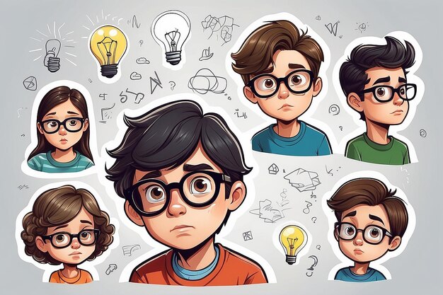 Photo kids thinking idea vector illustration