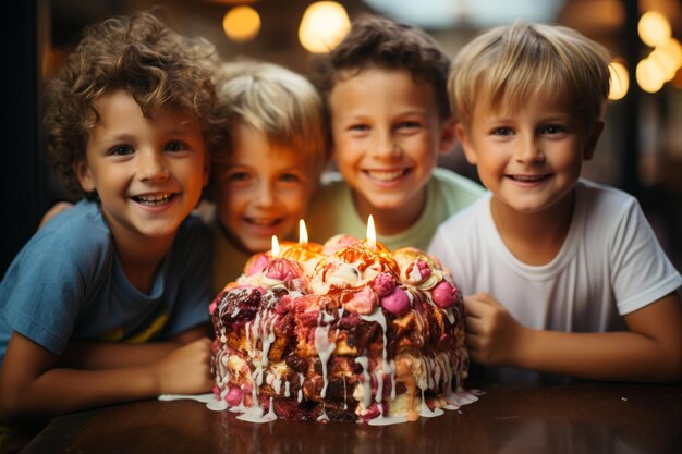 Kids Unleash Fun and Frolic Around the Cake