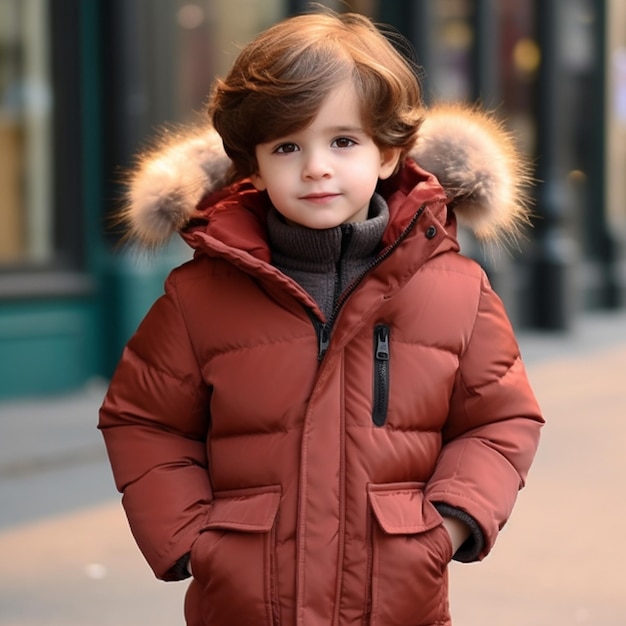写真 子供の冬の服 カジュアルとフォーマルな警告服